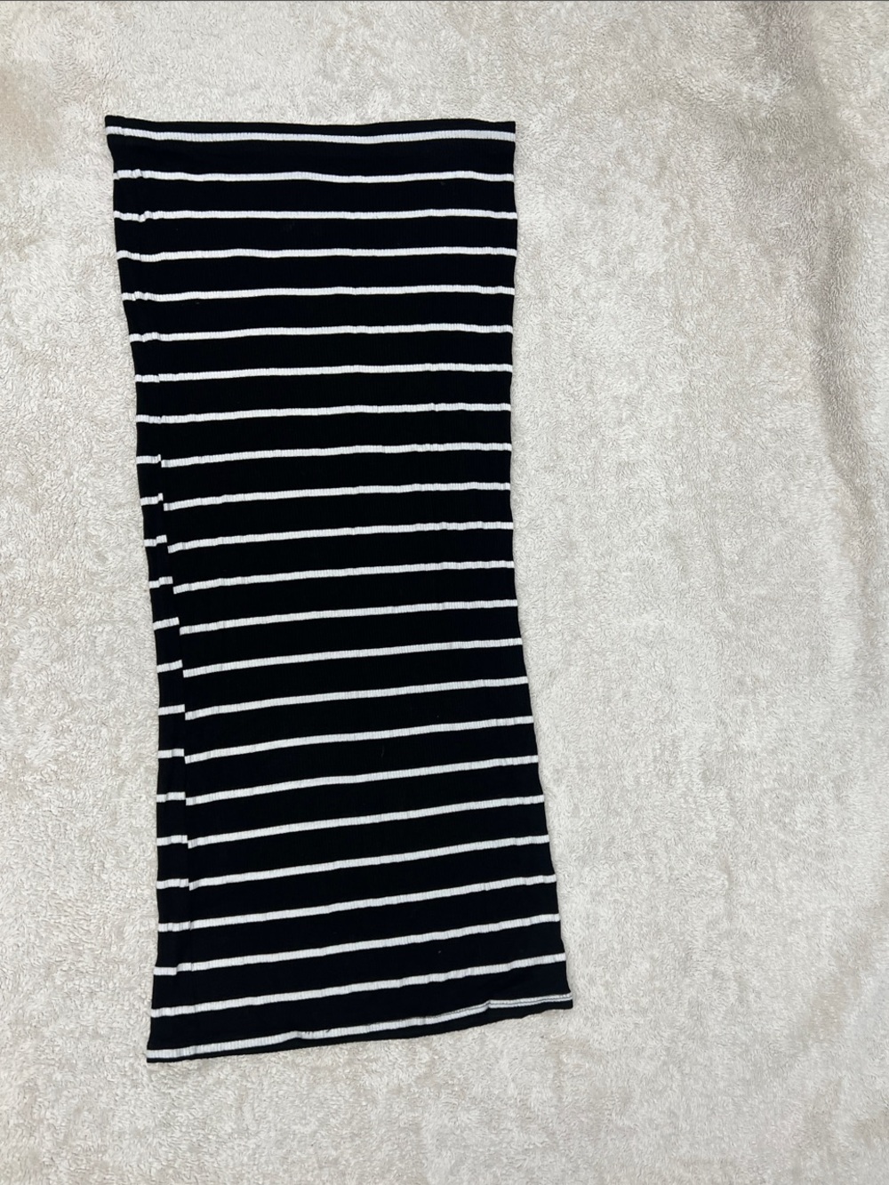 Ultra Flirt Black and White Striped Midi Skirt
